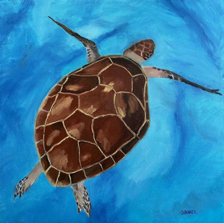 Sea Turtle Painting by David Bowker | Saatchi Art