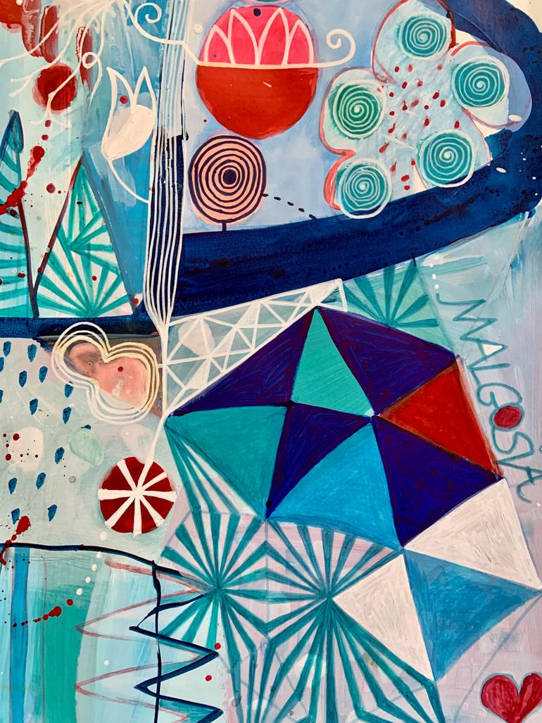 Original Abstract Botanic Painting by Malgosia Kiernozycka