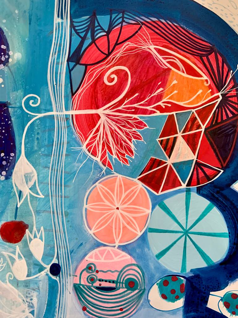 Original Abstract Botanic Painting by Malgosia Kiernozycka