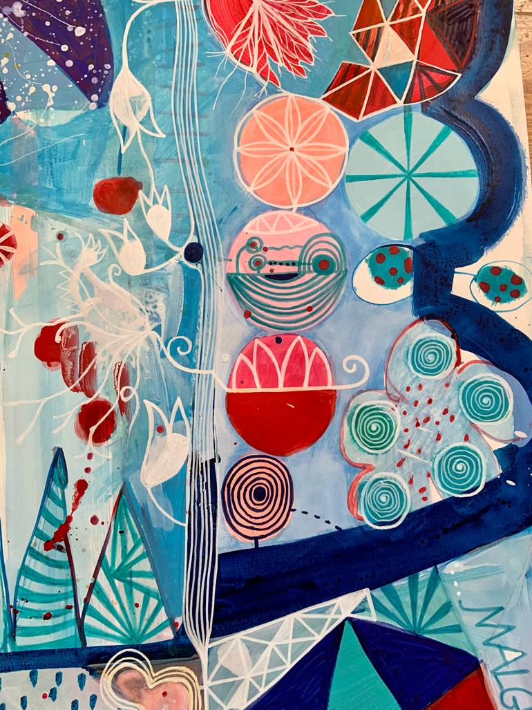 Original Abstract Botanic Painting by Malgosia Kiernozycka