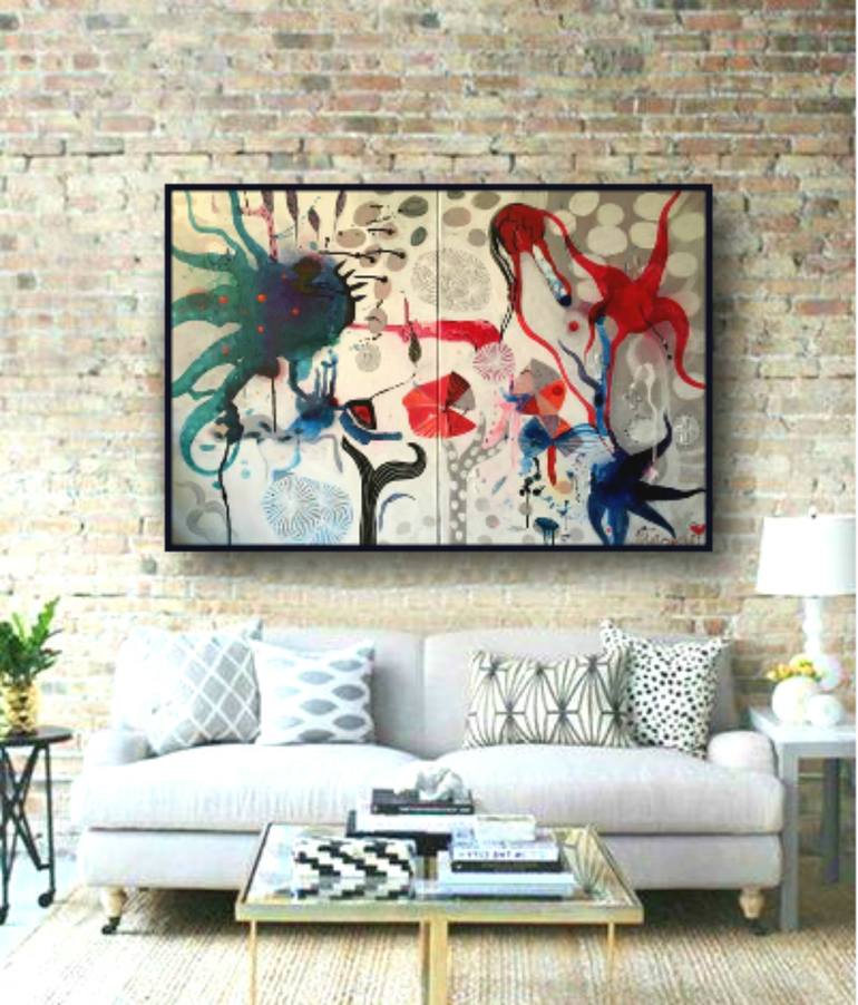 Original Abstract Expressionism Floral Painting by Malgosia Kiernozycka