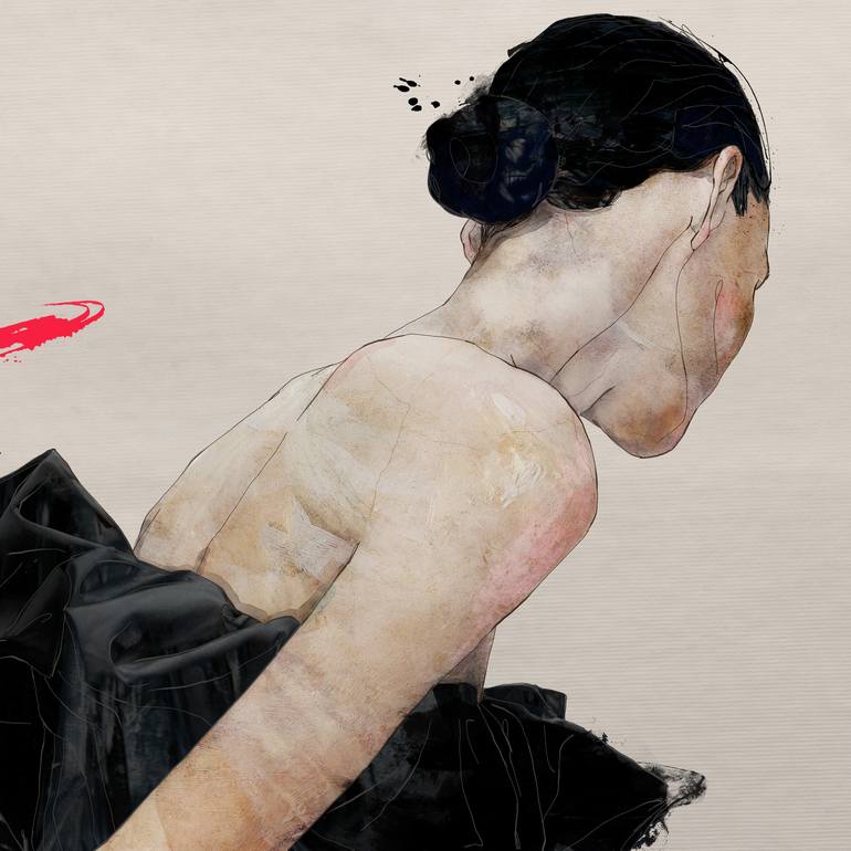 Original Portraiture Women Mixed Media by Sait Mingü