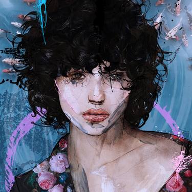 Original Portraiture Women Mixed Media by Sait Mingü