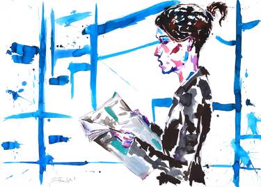 Original Abstract Expressionism Women Drawings by Sait Mingü