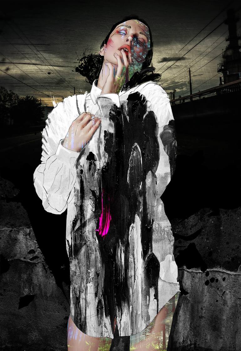 Original Abstract Expressionism Women Mixed Media by Sait Mingü