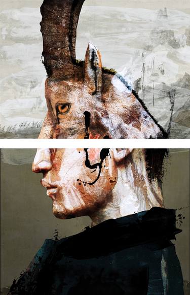 Original Abstract Men Mixed Media by Sait Mingü