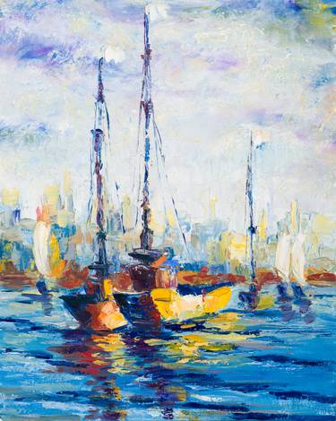 Original Impressionism Ship Paintings by Elizaveta Shereshperova