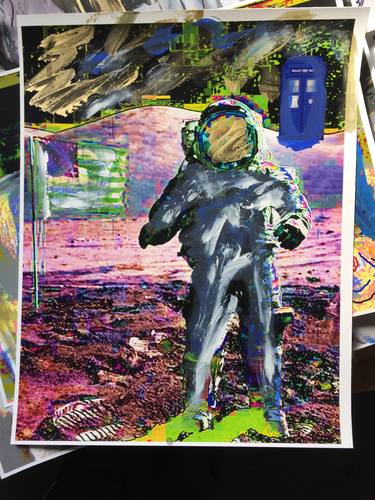 Original Pop Art Outer Space Mixed Media by Stephen Peace