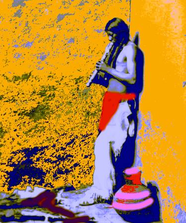 NATIVE AMERICAN INDIAN FLUTE PLAYER. Limited Edition #1 of 3, Giclee Canvas thumb