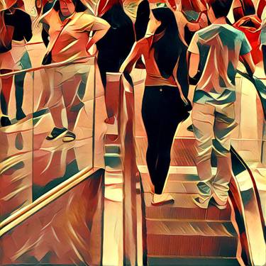 TWO PEOPLE ON AN ESCALATOR - Limited Edition 1 of 1 thumb