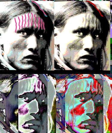 Suspicious , Painted Native American, 4 Tiled - Limited Edition 1 of 1 thumb