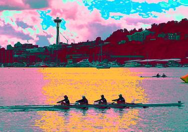 ROWING IN SEATTLE - embellished with acrylic paint - Limited Edition 1 of 50 thumb