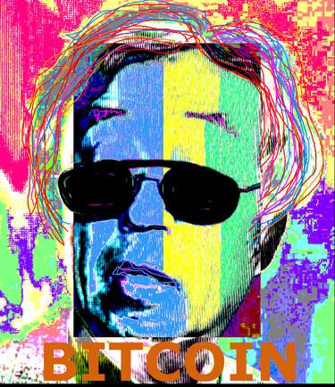 BITCOIN, Satoshi Nakamoto, hand embellished with acrylic paint - Limited Edition 1 of 1 thumb