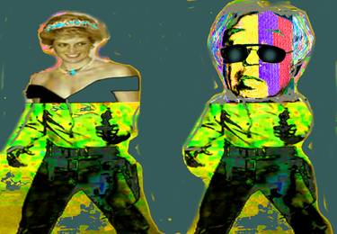 Daina & Satoshi over Warhol's Elvis, Green - Limited Edition 1 of 50 thumb