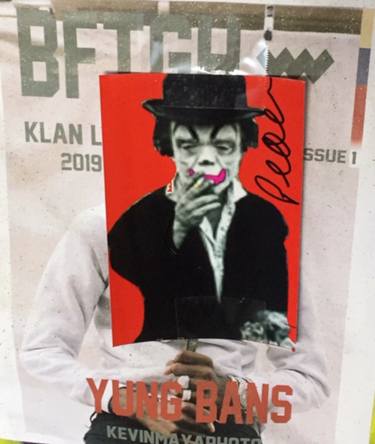 Clown Smoking Taped Onto A Poster, embellished Gicle - Limited Edition of 3 thumb