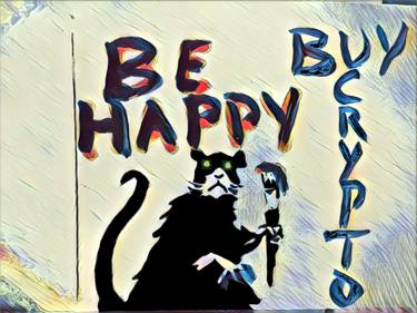 NFT - BE HAPPY : BUY CRYPTO canvas - Limited Edition of 1 thumb