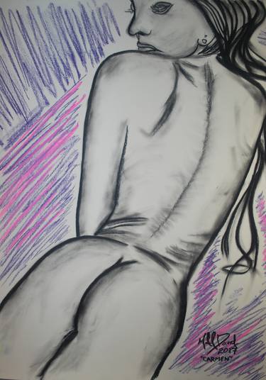 Original Figurative Nude Drawings by Michael David