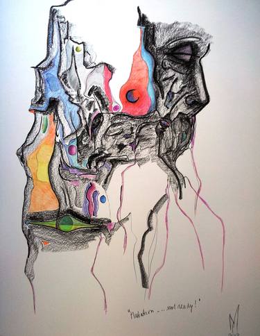 Original Abstract Expressionism People Drawings by Mark Pol