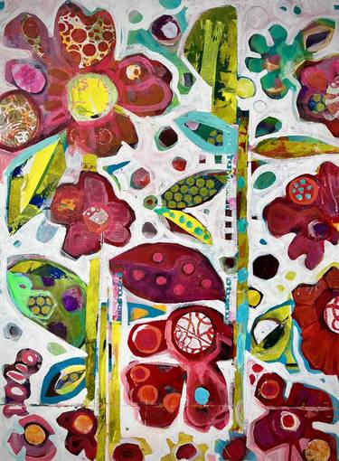 Print of Folk Floral Mixed Media by Jenny Odom