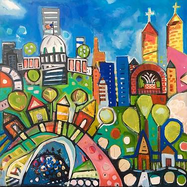 Print of Abstract Cities Paintings by Jenny Odom