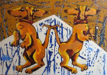 Print of Abstract Expressionism Dogs Paintings by Double O Roos