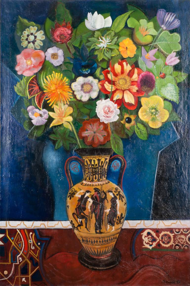 The bouquet in an antigue vase Painting by Miroslav Hanák | Saatchi Art