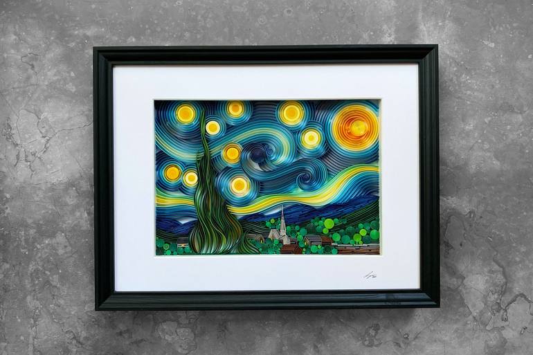 Artist Series - Quilled Starry Night, Van Gogh Card