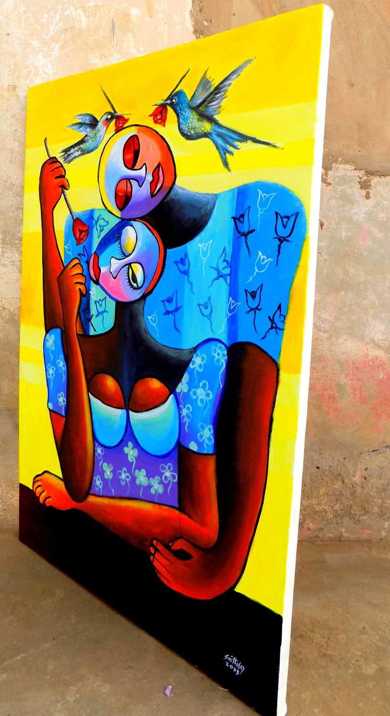 Original Abstract Expressionism Love Painting by Smith Olaoluwa