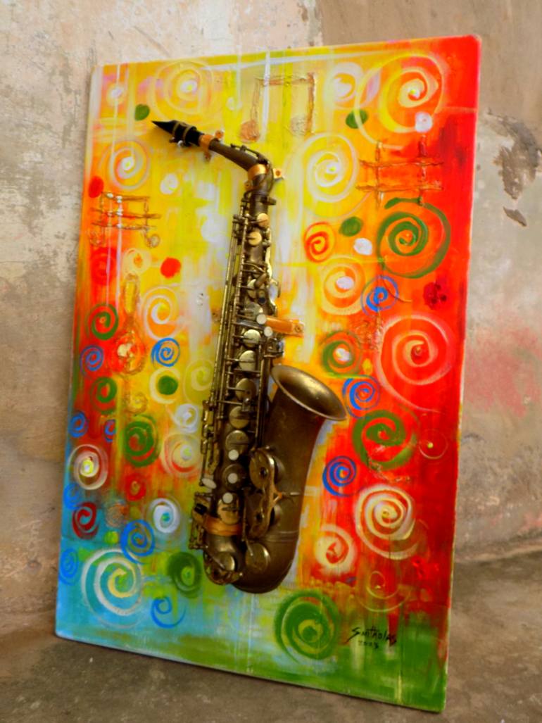 Original Art Deco Music Mixed Media by Smith Olaoluwa