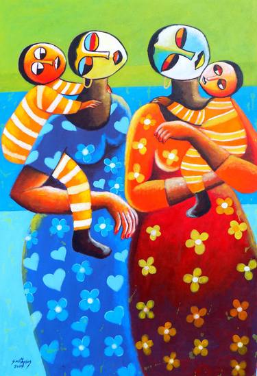 Print of Abstract Family Paintings by Smith Olaoluwa