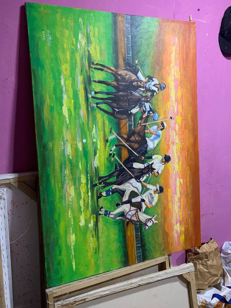 Original Art Deco Sports Painting by Smith Olaoluwa