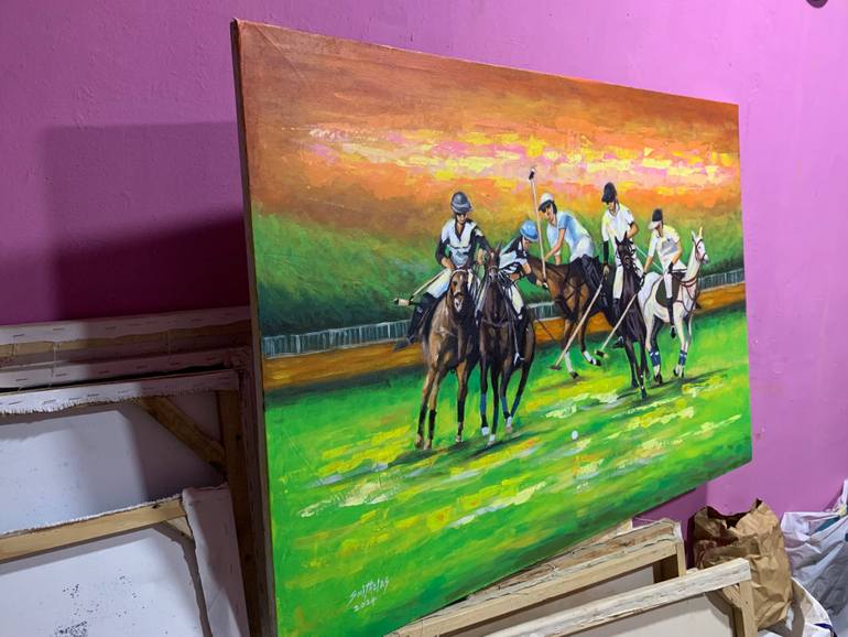 Original Art Deco Sports Painting by Smith Olaoluwa