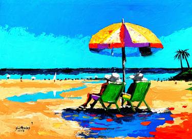 Original Abstract Beach Painting by Smith Olaoluwa