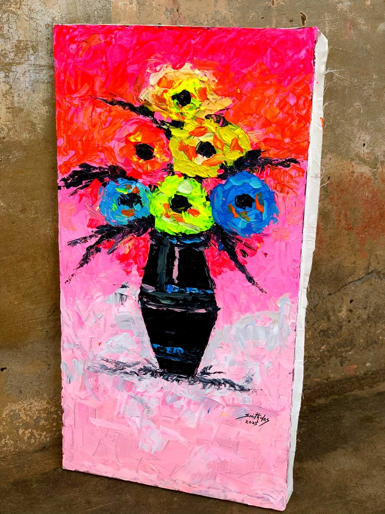 Original Abstract Floral Painting by Smith Olaoluwa