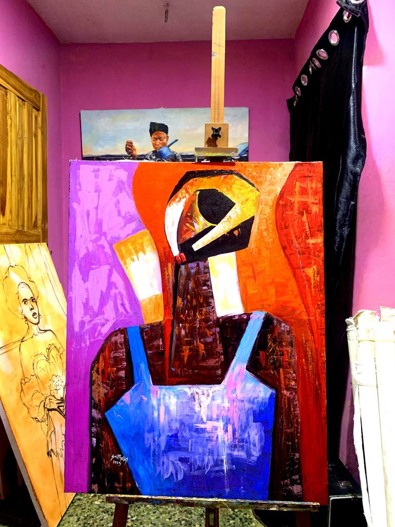 Original Art Deco Abstract Painting by Smith Olaoluwa