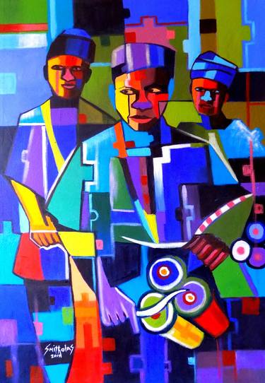 Original Art Deco Abstract Paintings by Smith Olaoluwa