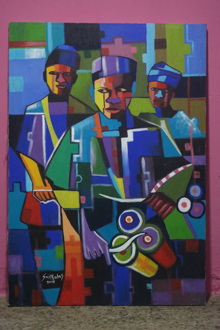 Original Art Deco Abstract Painting by Smith Olaoluwa