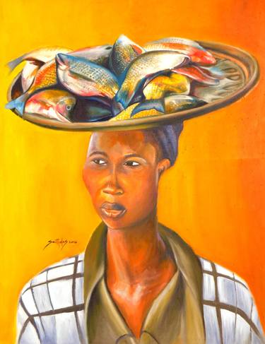 Print of Women Paintings by Smith Olaoluwa