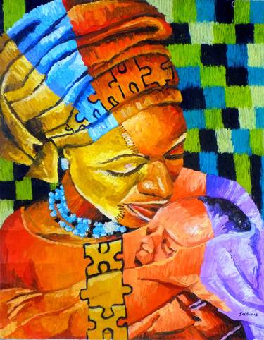 Original Abstract Family Paintings by Smith Olaoluwa