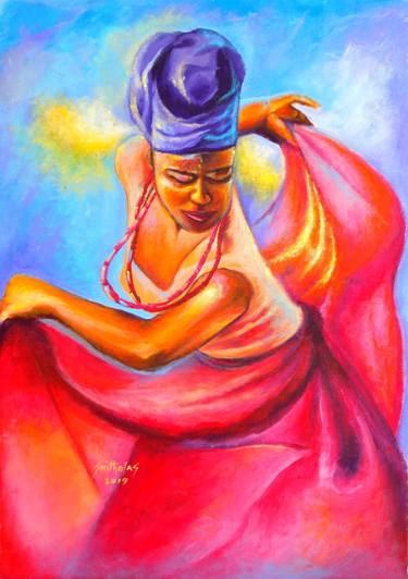 Print of Women Paintings by Smith Olaoluwa