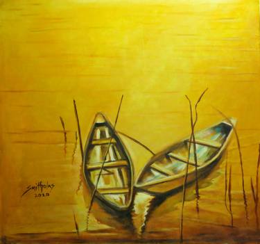 Original Art Deco Boat Paintings by Smith Olaoluwa