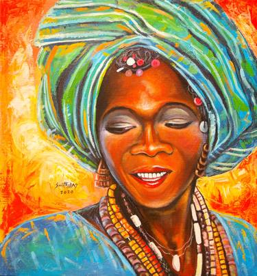 Print of Women Paintings by Smith Olaoluwa