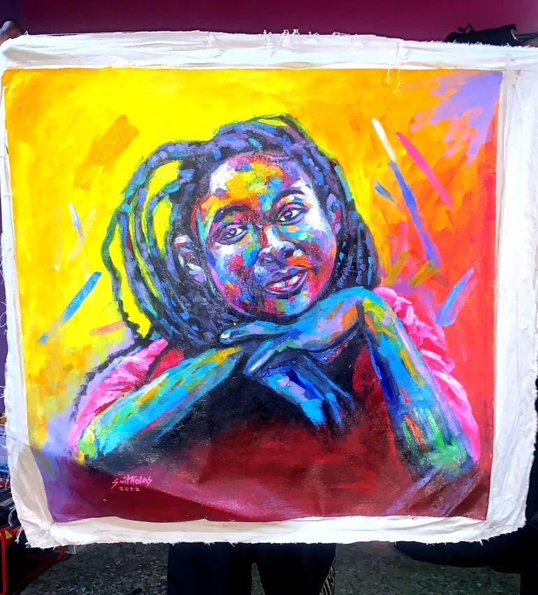 Original Abstract Expressionism Women Painting by Smith Olaoluwa