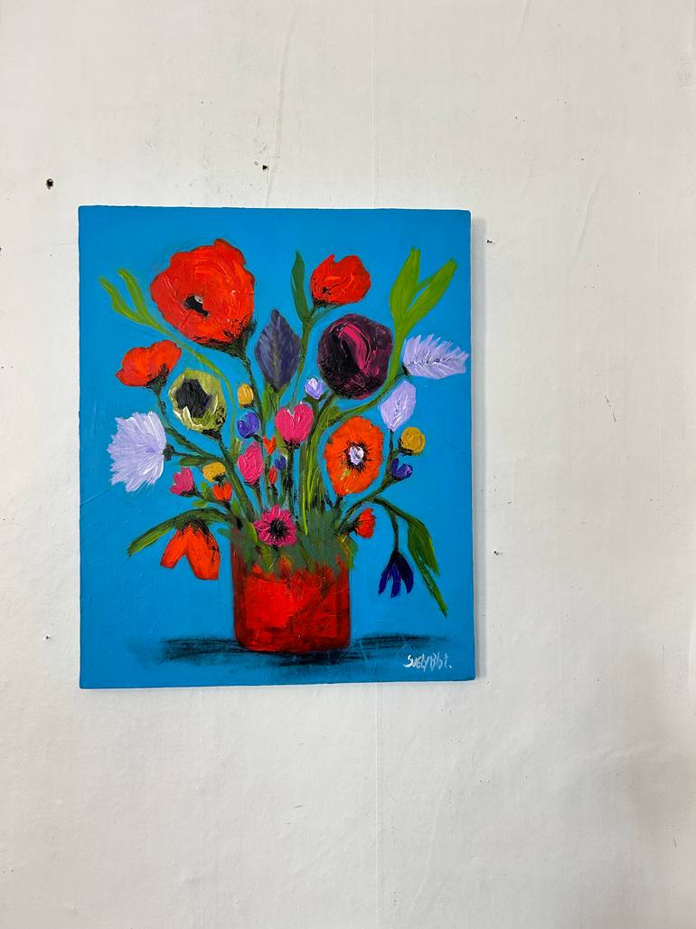 Original Abstract Expressionism Floral Painting by Suely Blot