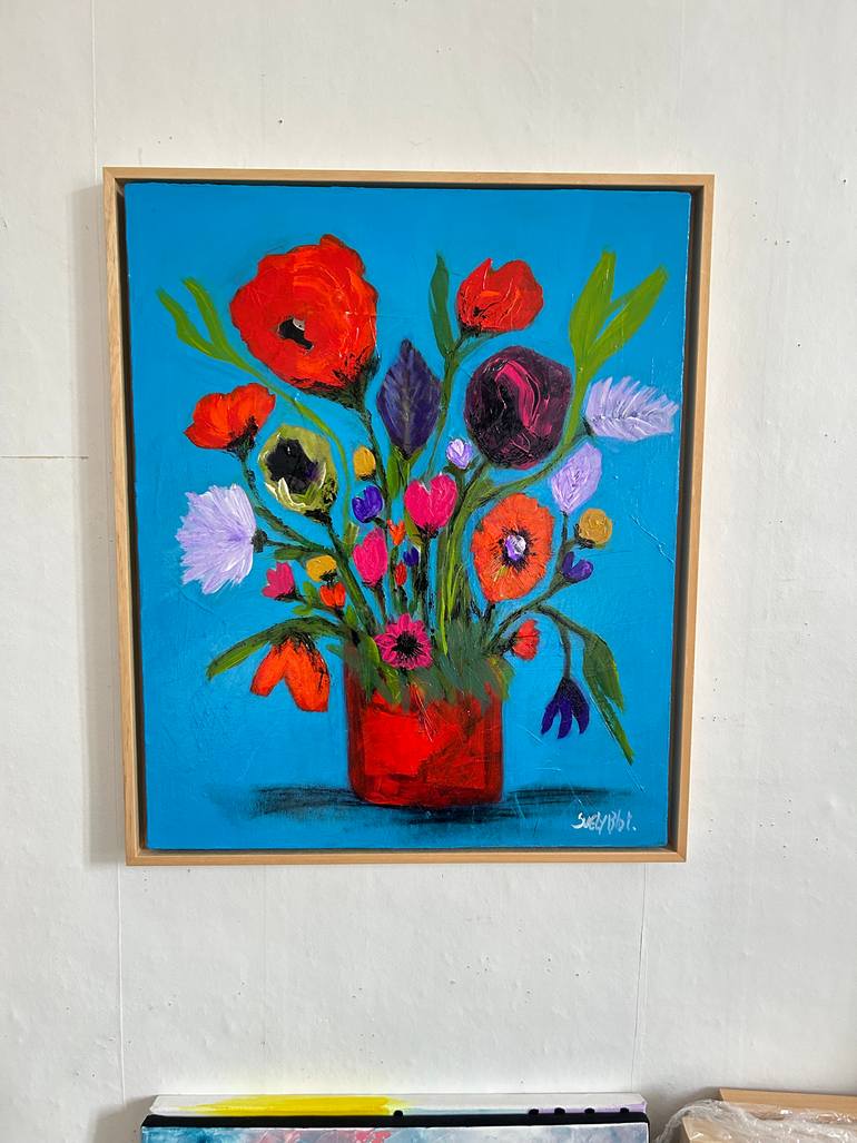 Original Abstract Expressionism Floral Painting by Suely Blot
