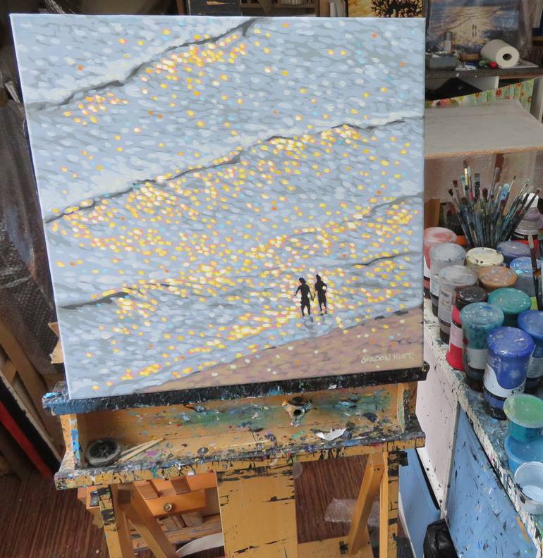 Original Impressionism Beach Painting by Gordon Hunt