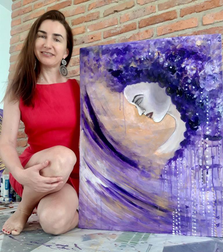 Original Abstract Expressionism Women Painting by Elena Parau