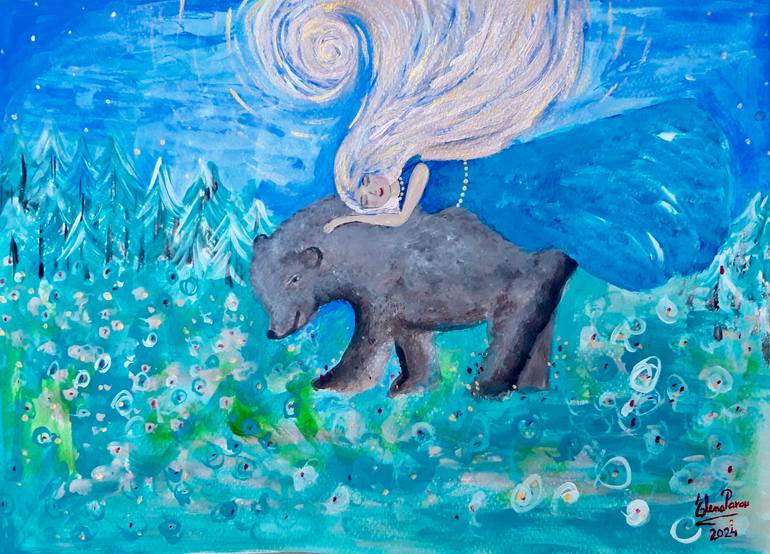 Bear Spirit Animal Painting by Elena Parau | Saatchi Art