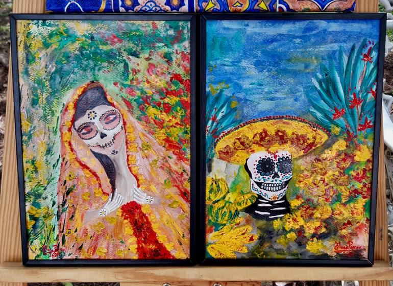 Original Abstract Expressionism Religion Painting by Elena Parau