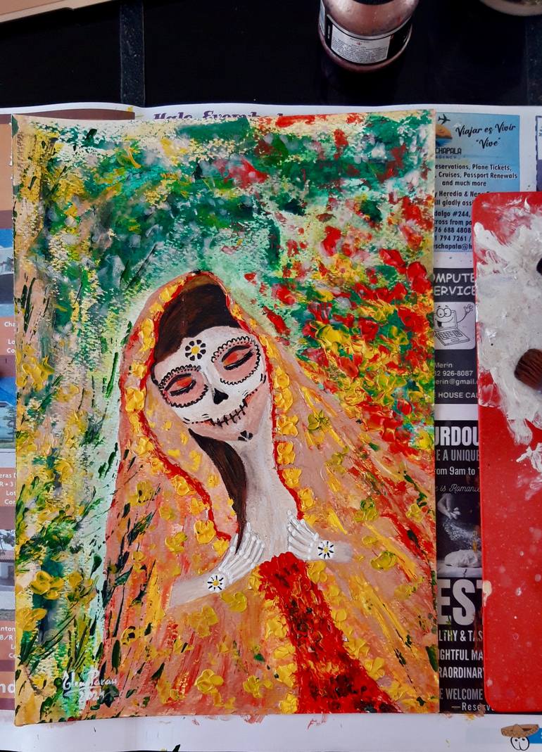 Original Abstract Expressionism Religion Painting by Elena Parau